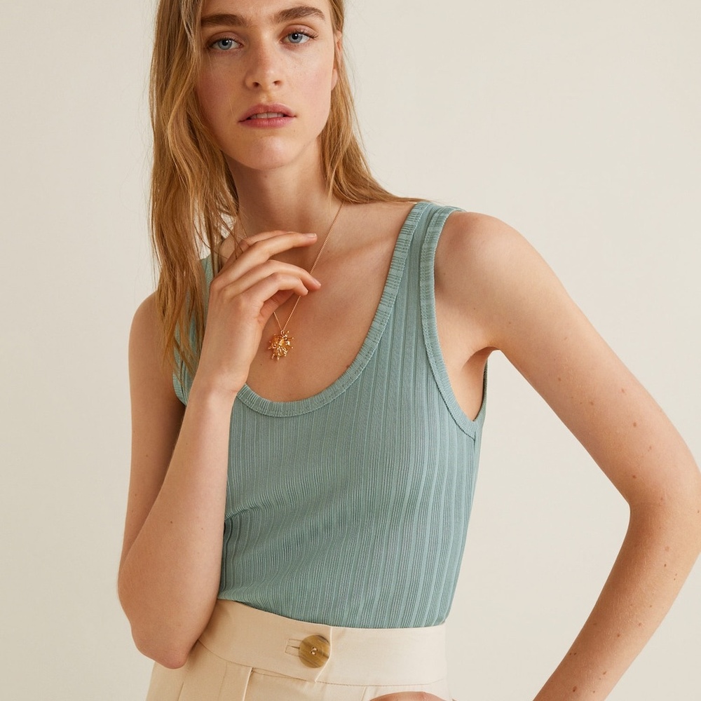 MANGO Ribbed strap top